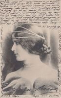 Romantik: Dame, französische Karte, gelaufen 1905