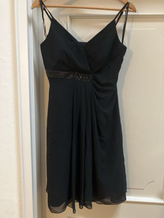 Elegantes schwarzes Sommerkleid mit Perlenbesatz Gr. M-L