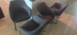 4 Stühle grau Stoff Metallgestell