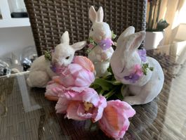 3 Hasen Figuren, Osterdekoration,, Frühlingsdeko