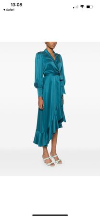 Elegantes Seidenkleid Wickelkleid Gr. 36 Türkis neuwertig