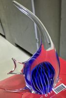 Vintage Murano Glasfisch Skulptur–Kobaltblau/klarglas