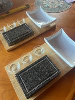2 Sets heisser Stein mit Beilagen- und Sossenschalen