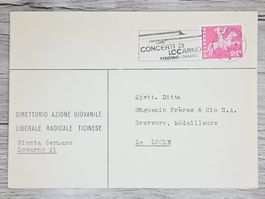 CL01 Enveloppe + Timbre Suisse 1962