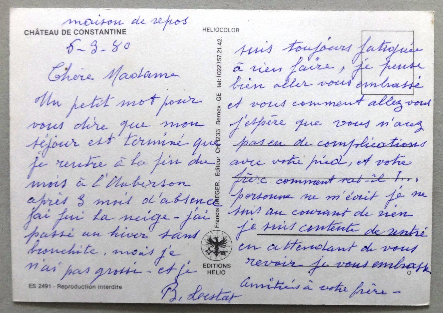 Cartes postales: Château de Constantine – D'occasion à Fétigny par Billy2miny 1