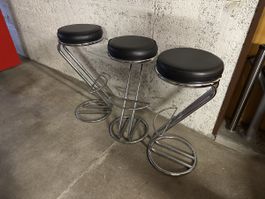 Barhocker Set 3 stück Chrom Schwarz guter Zustand