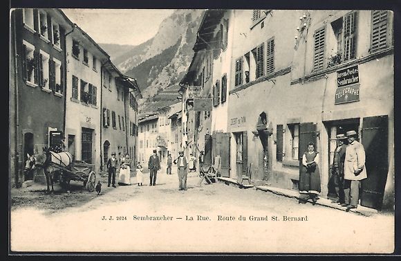 Cartoline postali: Sembrancher, La Rue, Route du Grand St.  – Usato da Berlin venduto da bartko-reher