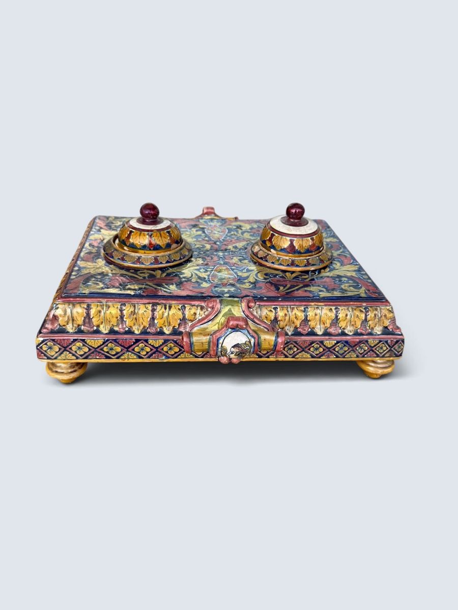 Altro in Antiquarato & Arte: Grand encrier ancien double en faïence polychrome  – Usato da Conthey venduto da inf_rt7m