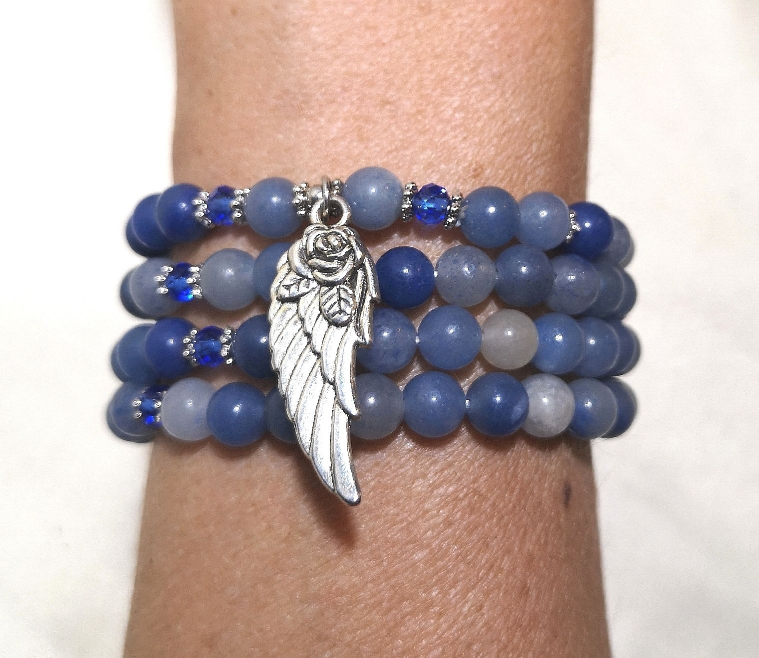Bracciali & Braccialetti: 108 Mala Angelit Perlen Armk. - Spendenaktion – Nuovo (secondo la descrizione) da Unterkulm venduto da Nachtigall 1