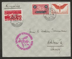 Flugpost Schweiz 1936 Zeppelin Olympiade ab Basel Luftpost