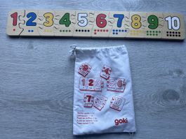 Goki Zahlenpuzzle 1 bis 10 aus Holz mit Stoffbeutel