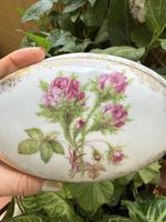 Antike Limoges Porzellan-Dose – Trèfle – Moss Rose /