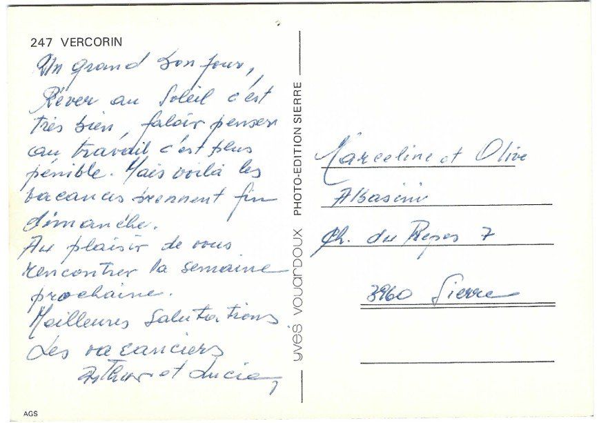 Cartoline postali: Ak Vercorin, Wallis – Usato da Rheinfelden venduto da wil_m7gh 1