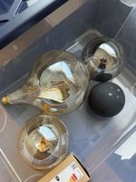 2x LED Leuchtmittel Edison Stil Rauchglas Kugel und Birne