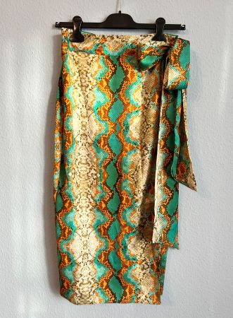 New River Island Satin Skirt Snakeskin Animal Print Rock S