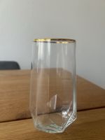 6 Trinkgläser facettiert mit Goldrand guter Zustand