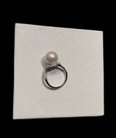 925 Silberring 12mm Süsswasserperle + Zirkonia NEU
