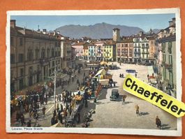 1946 Alte Ansichtskarte von Locarno, Piazza Grande, 