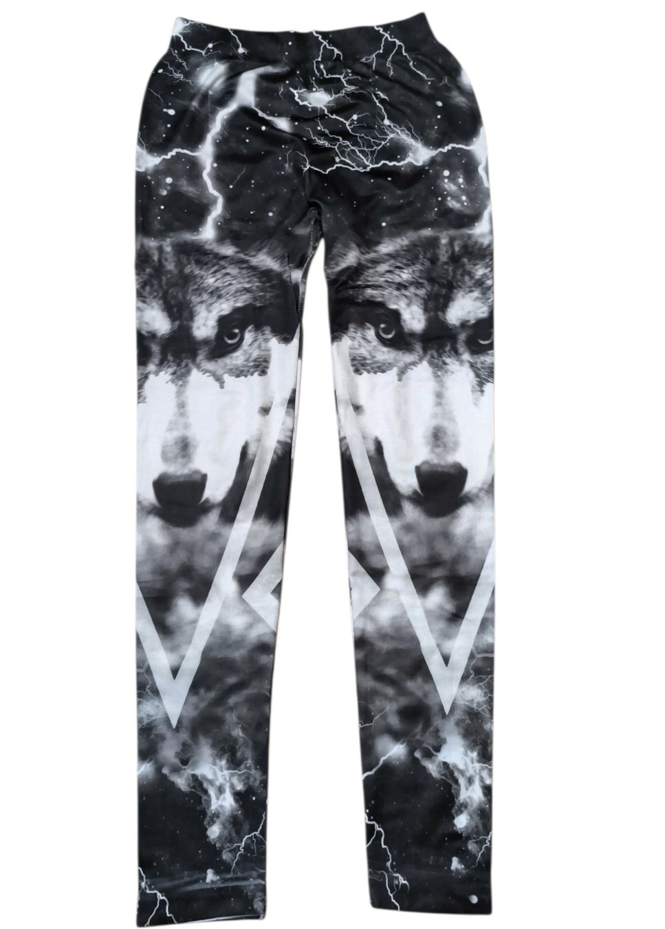 Leggings: Leggings mit Wolf und Gewitter Muster - Emo, Gothic, Punk – Neu (gemäss Beschreibung) aus Gettnau von Immortal_