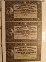 3 x 5 Franken Banknoten, vom 1947 und 1949, bankfrisch
