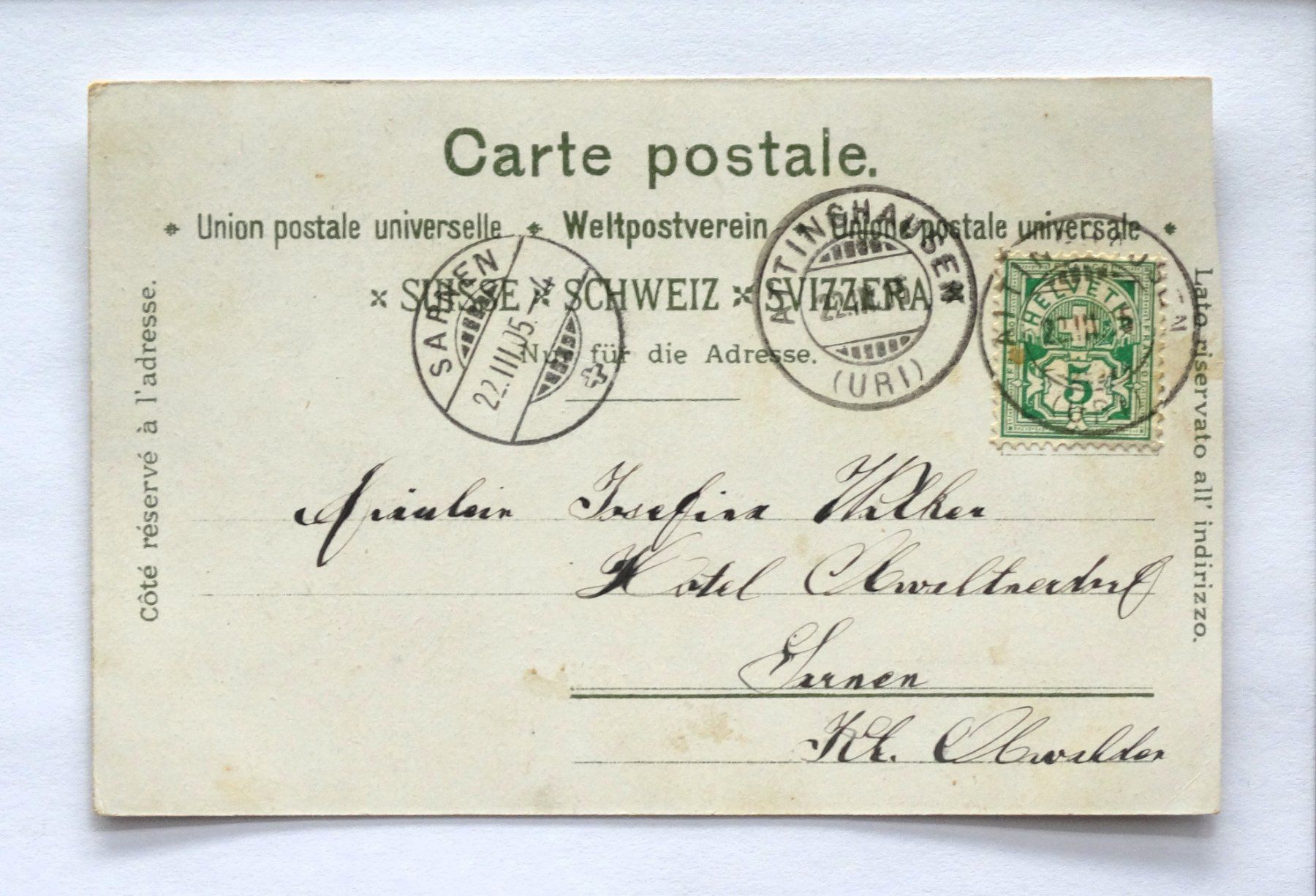 Souvenir de la Suisse Vallée de Reuss gelaufen 22 III 05 (Gebraucht