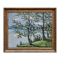 Busnelli - Öl auf Leinwand , Golf von Lugano