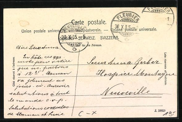 Cartes postales: AK Fleurier, Strassenpartie im Ort, 1905 – D'occasion à Berlin par bartko-reher 1