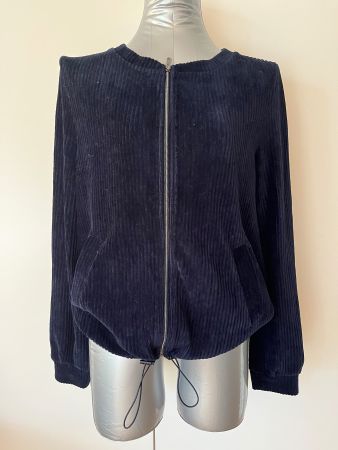 Dunkelblaue Cord-/Veloursjacke Übergangsjacke Oversize M/L