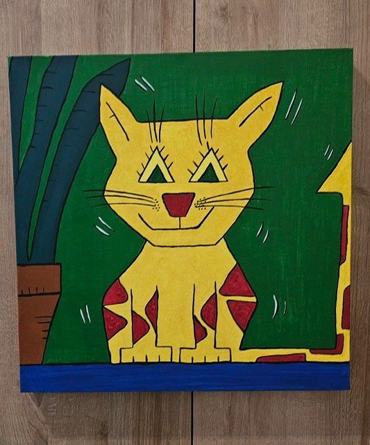 Tableaux: 3 Gemälde, Katzen 50x50cm neuwertig – D'occasion à Waltenschwil par gaby70 3