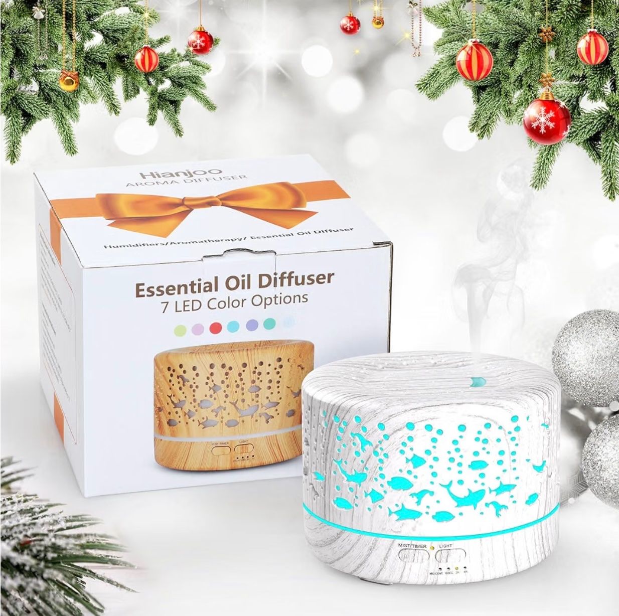 Duftöldiffusoren: Aroma Diffuser 700ml mit Timer,Holzoptik weiss – Neu und originalverpackt aus Basel von Seifehuesli 2