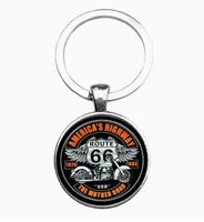 SCHLÜSSELANHÄNGER *ROUTE US 66*, LEGIERUNG,GLAS,NEU