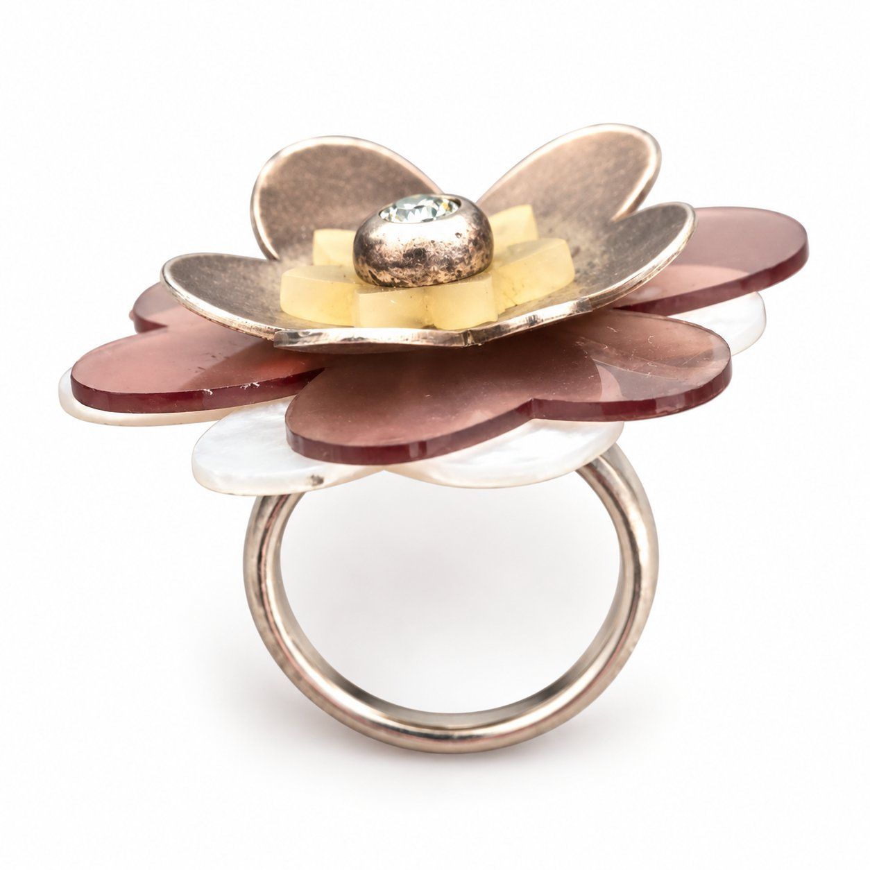 Anelli: Blumenring Damen 925 Silber Perlmutt Strass Statement Ring – Nuovo (secondo la descrizione) da Fully venduto da VaneaSelection 2