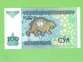 Usbekistan 200 Sum Schein, Jahrgang 1994, Top Zustand