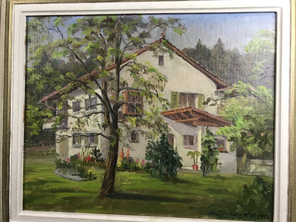 Dipinti: E. SCHWARZ 1958 House Pietsch – Usato da Wolfhalden venduto da SecondAntique 1