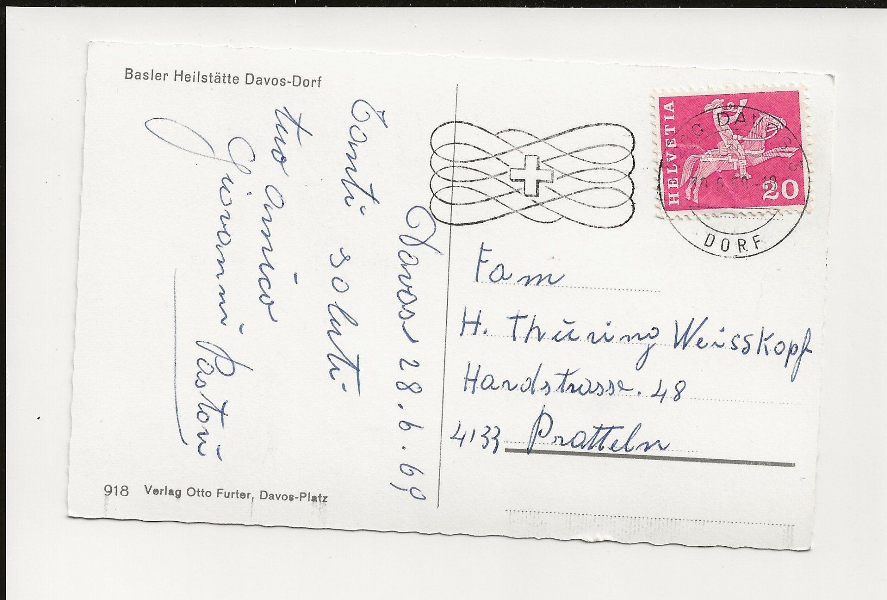 Cartoline postali: AK 1969 Basler Heilstätte Davos-Dorf – Usato da Greifensee venduto da 315WDO 1
