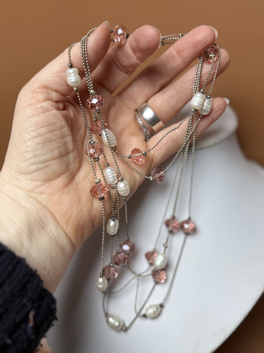 Catenine: Lange Modeschmuck Kette mit Süsswasserperlen & Glasperlen NE – Nuovo e nell'imballaggio originale da Basel venduto da Chili007 4