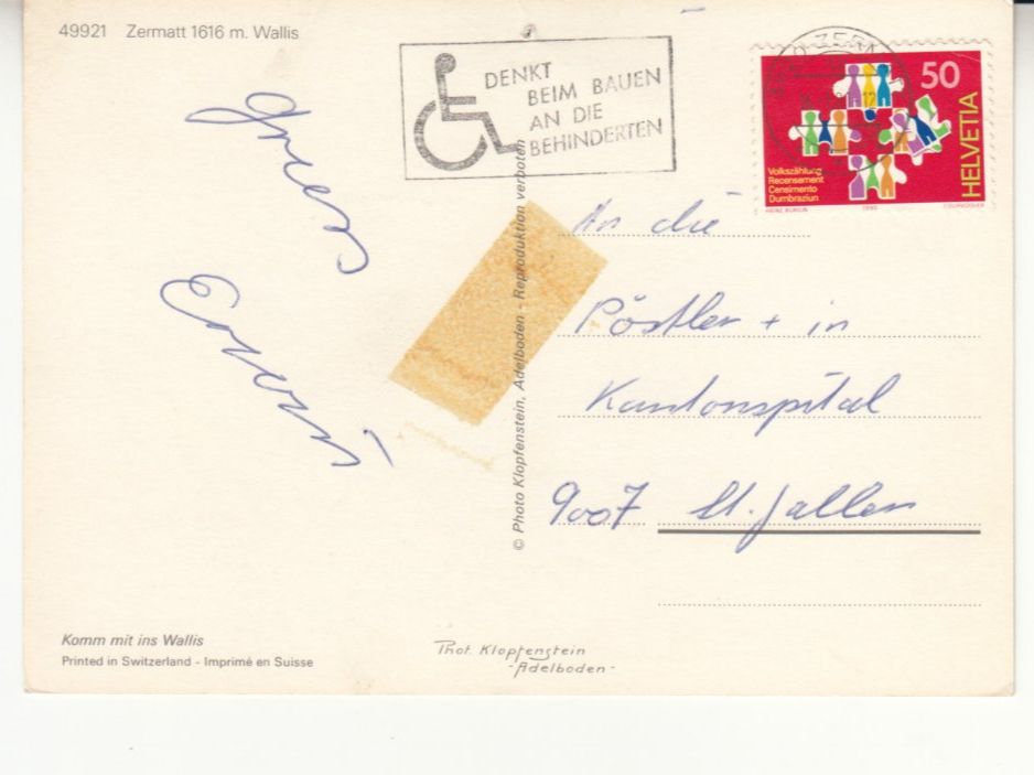 Ansichtskarten: Zermatt 1991 – Gebraucht aus Bürglen TG von StampGraf 1
