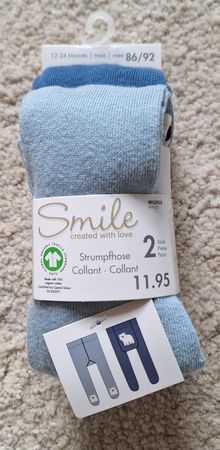 Smile Strumpfhosen 2er Set Grösse 86/92 blau neu 