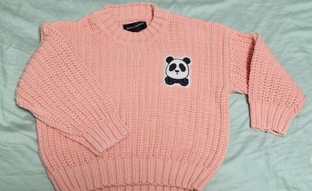 Mini Rodini Pullover rosa mit Panda gr 4 - 5 jr