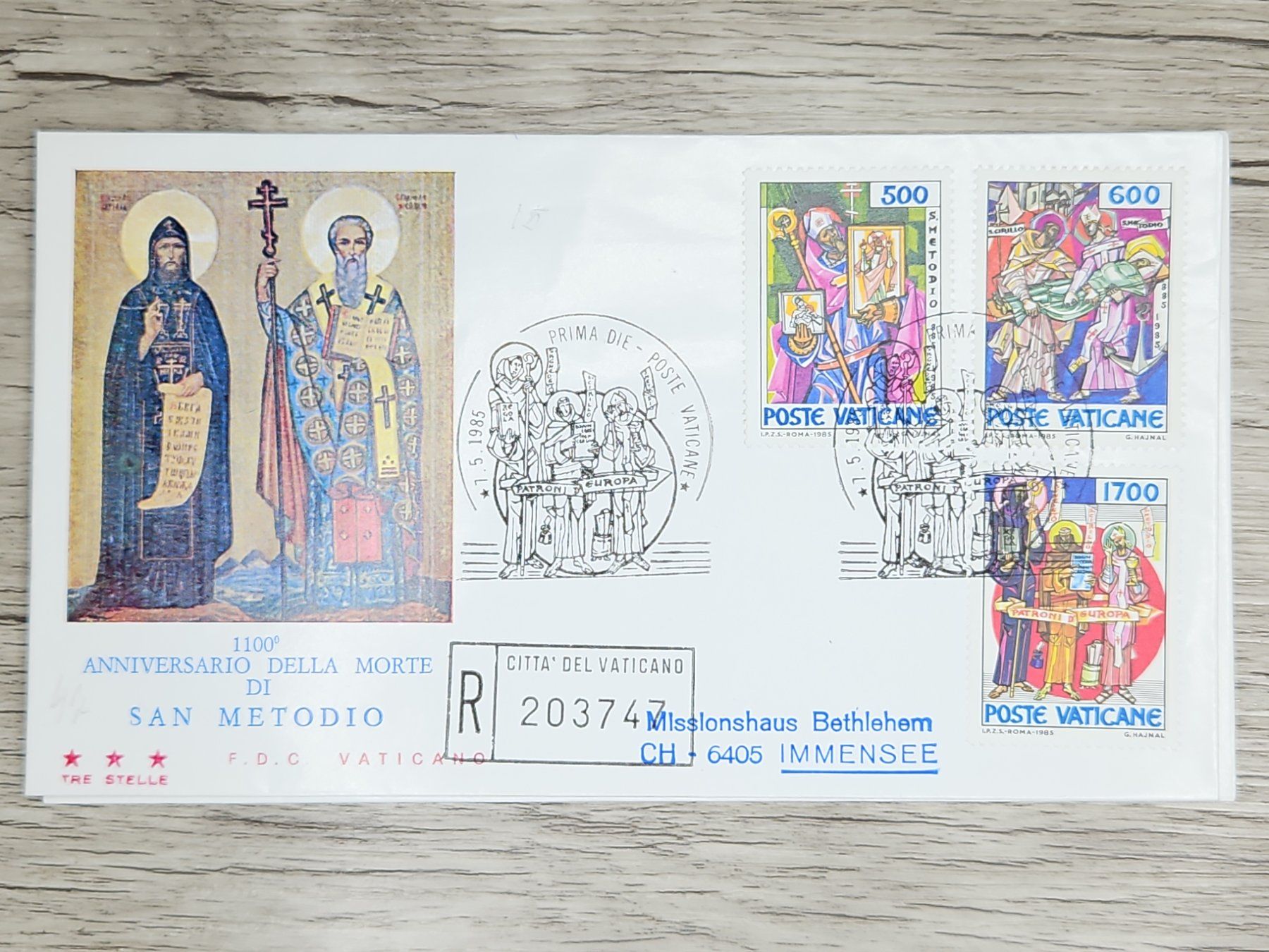 Tutti i francobolli: CL05 Enveloppe + Timbre Poste Vaticane 1985 – Usato da Cousset venduto da Patrick_Collections