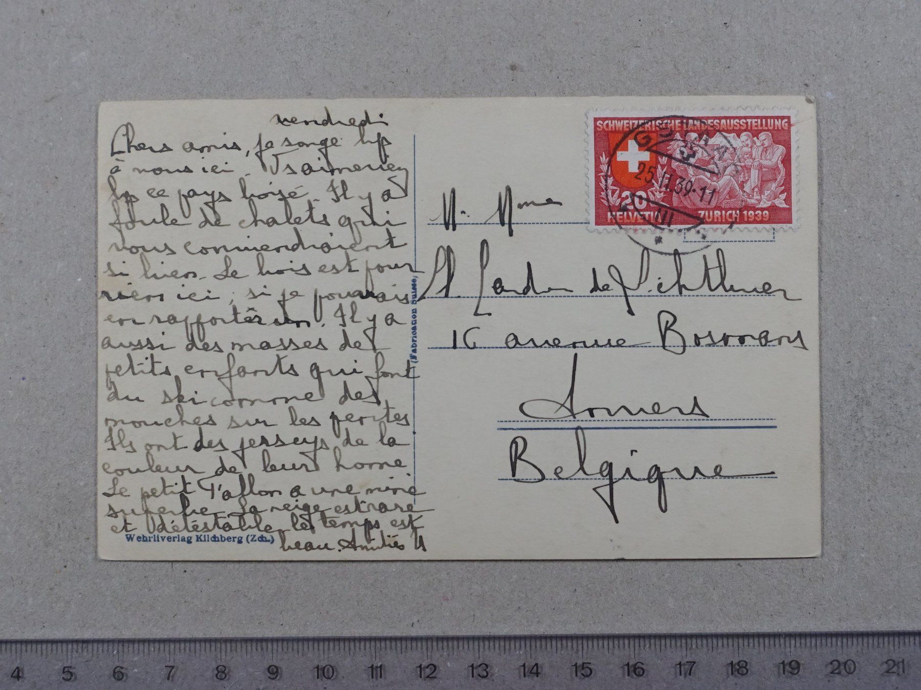 Cartoline postali: Alphütte bei Gstaad, 1939 – Usato da Lenzburg venduto da fh1 1