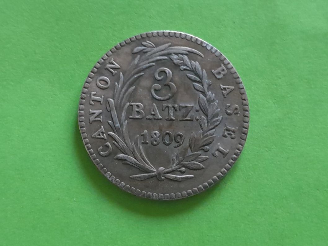 Alle Münzen: Basel, 3 Batzen 1809 – Gebraucht aus Aarau von Reto_BA_01