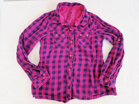 Mädchen Bluse C&A Palomino Gr. 110 Pink Blau kariert