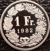 1 Franken Schweiz 1982 pp / aus Münzsatz/in einer Münzkapsel