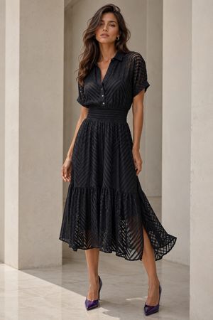 Elegant Black Zara Summer Dress, Size L