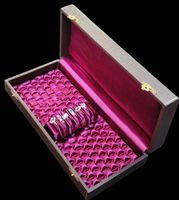 Antike Ringbox Schmuckbox Koffer Braun mit Weinroter Seide