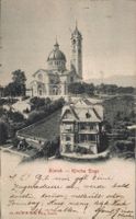 Ansichtskarte Zürich Kirche Enge, gel. 1902