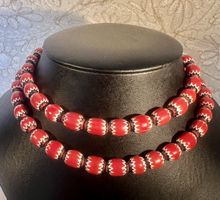 Collier Anciens Chevrons Rouges Murano 5 Layers Rare