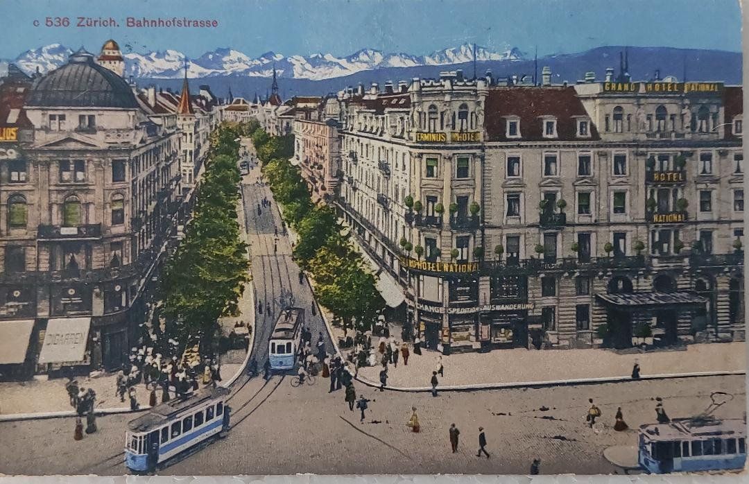 Cartoline postali: ZÜRICH - Bahnhofstrasse - 1928 – Usato da Delémont venduto da Domdom1