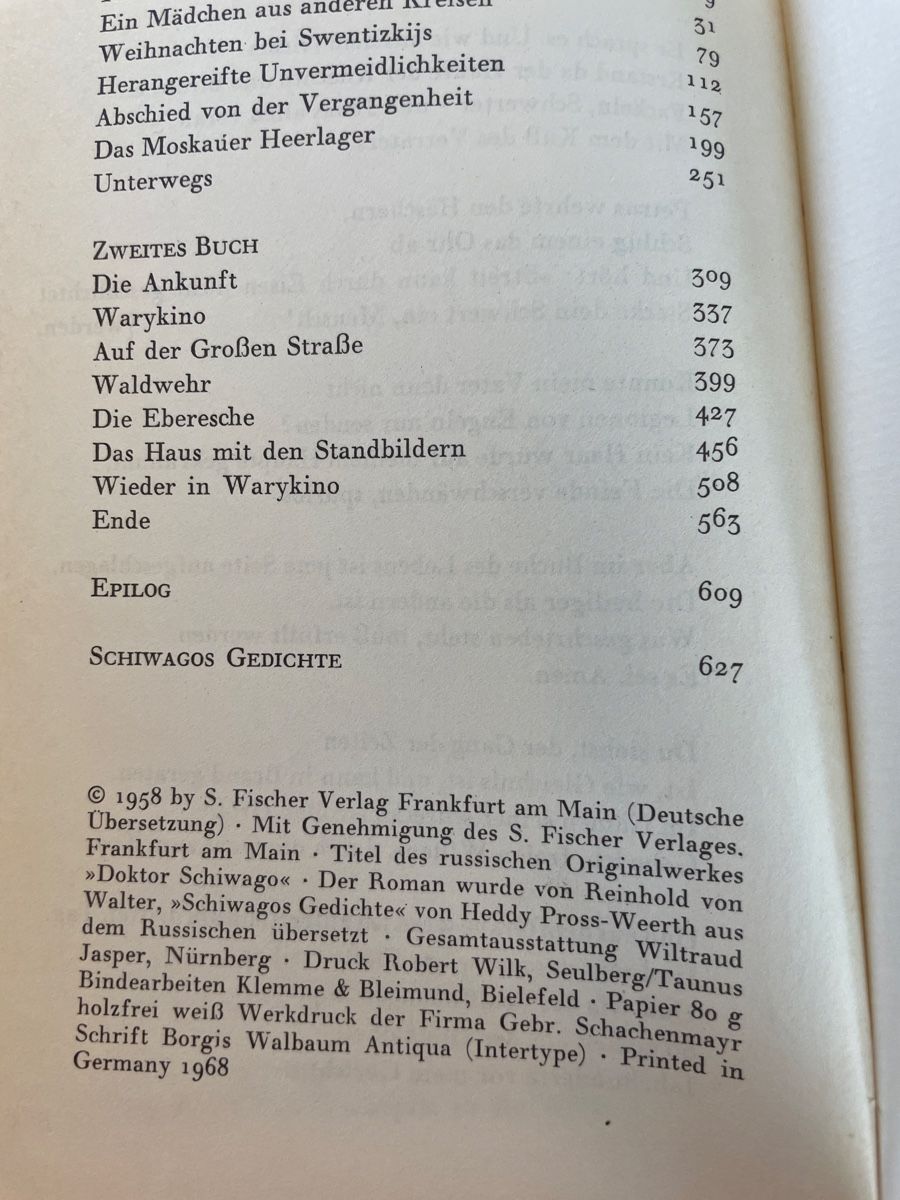 Libri: Buch Boris Pasternak - Doktor Schiwago 1958 – Usato da Winterthur venduto da cheerio97 8